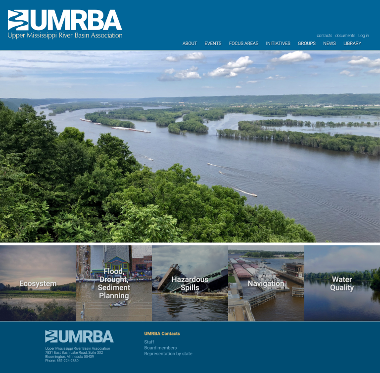 Upper Mississippi River Basin Association (UMRBA) website screenshot